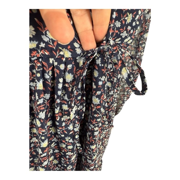 Madewell Navy Tie-Waist Midi Dress in Harvest Vine Floral Size Large MB212 - Picture 9 of 16